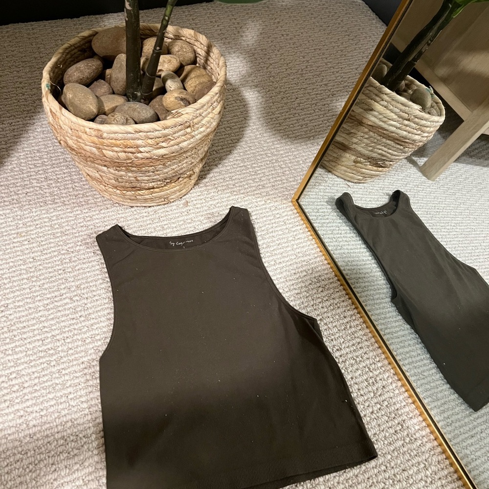 Green Crew Neck Tank Top